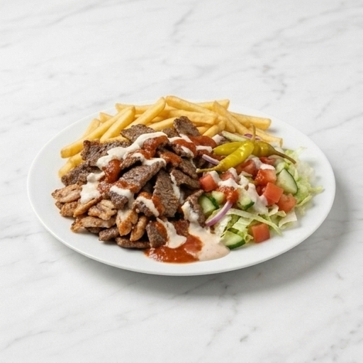 Kebab-och kycklingtallrik