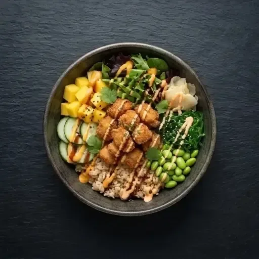 Lunch Friterad Kyckling Poke Bowl
