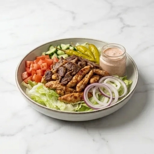 Kebab-och kycklingsallad